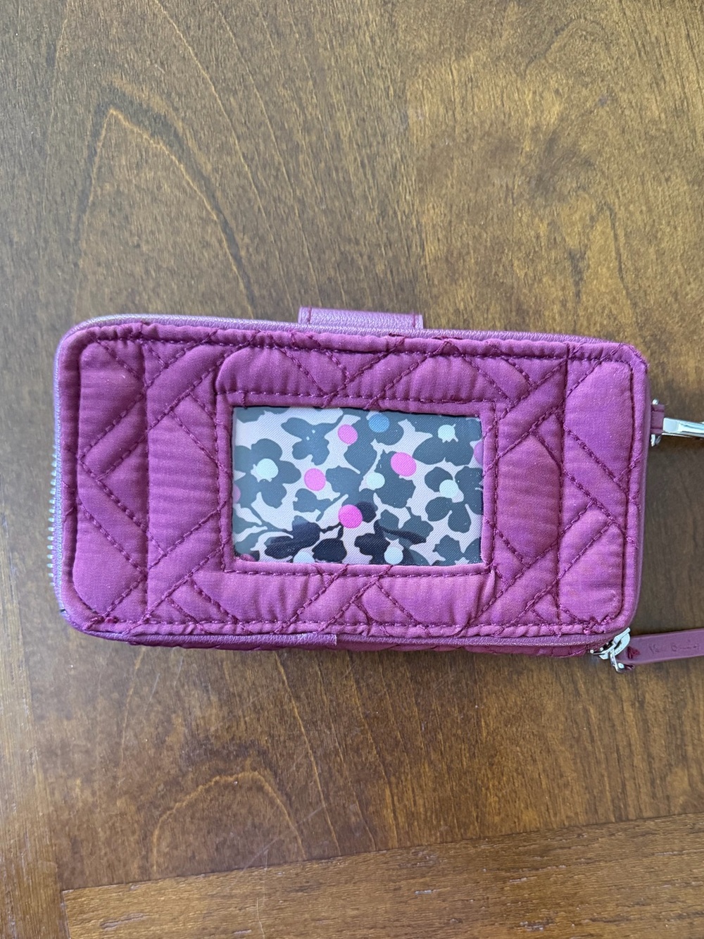 Vera Bradley Quilted Plum Pink Zip Around Card & Key Holder